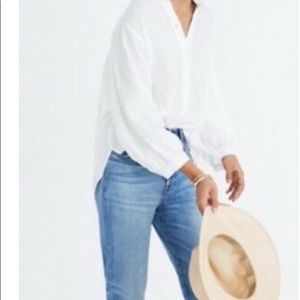 NWT Madewell white peasant top with shimmer stripe. Just in time for spring!
